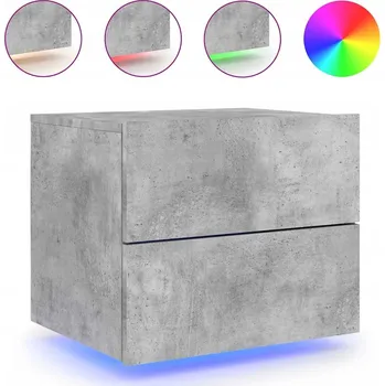 Noční stolek Závěsný Noční Stolek s RGB LED Osvětlením, Materiál na bázi dřeva, Š