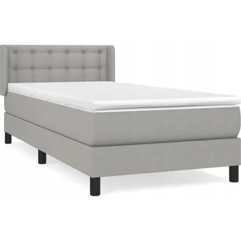 Postel Kontinentální postel světle šedá 203x93x78/88 cm s matrací 90x200x20 cm