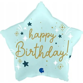 Balónek Modrý narozeninový balónek 18" - 46 cm - Grabo / BALENÍ