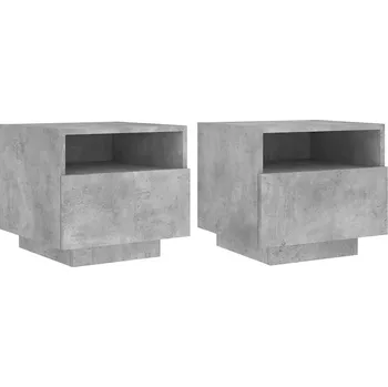 Noční stolek Noční stolky s RGB LED osvětlením, šedé, 40 x 39 x 37 cm