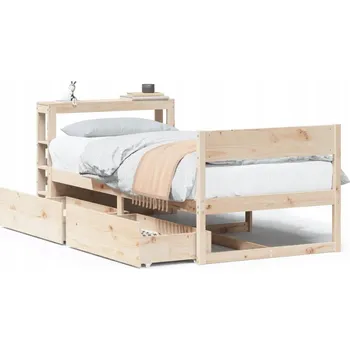 Postel Rám postele borovicový s policemi a zásuvkami 224,5 x 96 x 82 cm, neošetřený