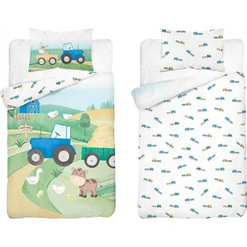 Povlečení Povlečení Oboustranné bambusové 100x135cm 2dílné Modrý Traktor