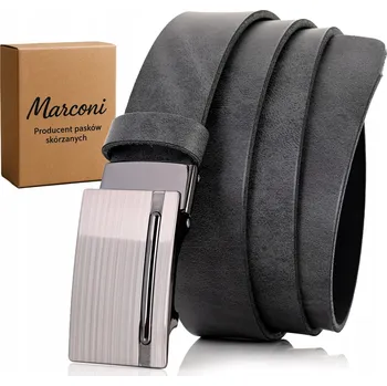 Opasek KOŽENÝ pánský Pásek 3,5 cm AUTOMATICKÁ spona k obleku i k džínám Univerzální ŠEDÝ