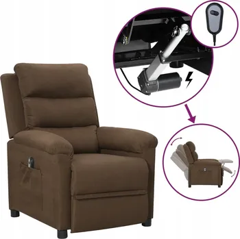 Křeslo Elektrické křeslo s polohovatelným opěradlem, hnědé, 74x92x101,5 cm