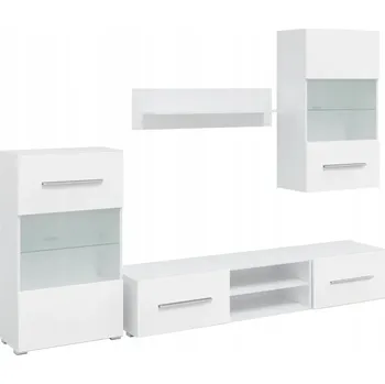 Konferenční stolek Kompletní Sestava Nástěnného Nábytku Bílý Mat 240x40x195 cm