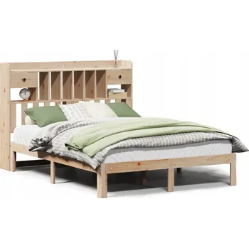 Postel Postel s regálem 140x190 cm, borovice rustikální