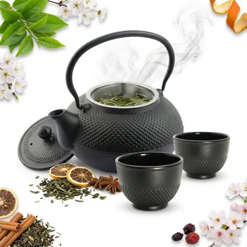 Konvice na čaj KONVICE LITINOVÁ KONVICE 1,5 L SPAŘOVACÍ S SÍTKEM NA ČAJ, SADA 2 ČÁREK