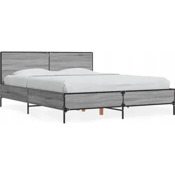 Postel Rám postele šedý dub sonoma 203 x 143 x 80 cm s kovovými nohami