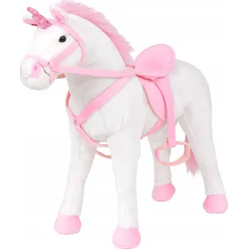 plyšák Plyšový jednorožec, stojící, bílo-růžový, XXL