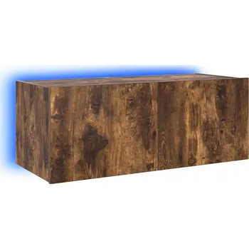 Televizní stolek Závěsná skříňka pod TV LED RGB kouřový dub 80 x 35 x 31 cm