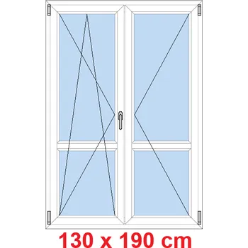 Okno Soft Dvoukřídlé balkonové dveře s příčkou 130x190 cm, otevíravé a sklopné