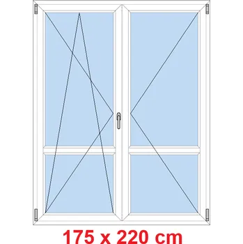 Okno Soft Dvoukřídlé balkonové dveře s příčkou 175x220 cm, otevíravé a sklopné