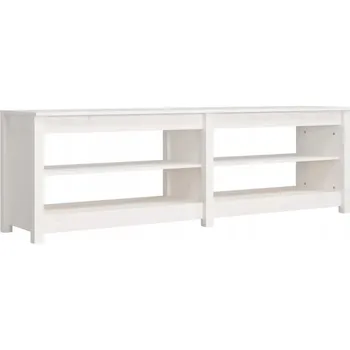 Botník Dřevěná lavice na boty z borovice, 4 police, bílá, 160x36,5x50 cm