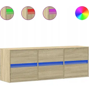 Televizní stolek Nástěnná TV skříňka s LED, dub sonoma, 130x31x45 cm