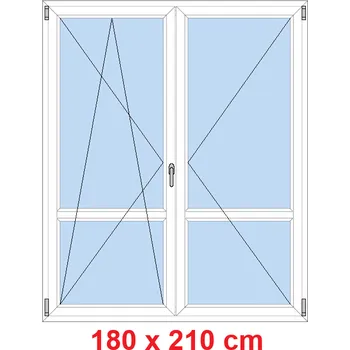 Okno Soft Dvoukřídlé balkonové dveře s příčkou 180x210 cm, otevíravé a sklopné