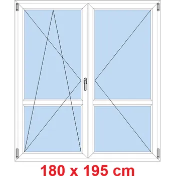 Okno Soft Dvoukřídlé balkonové dveře s příčkou 180x195 cm, otevíravé a sklopné