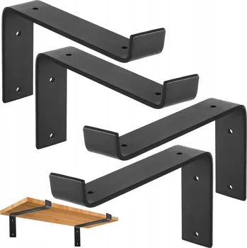 Koupelnový nábytek SADA 4x DRŽÁK POLICE ÚHELNÍK POD POLICI PODPĚRA LOFT 24cm HMOŽDINKY