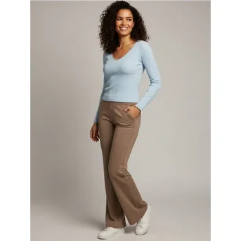 Dámské tričko Sinsay - Blůza s dlouhými rukávy a krajkou na výstřihu - modrá - 534HC-05X - 534HC-05X-S