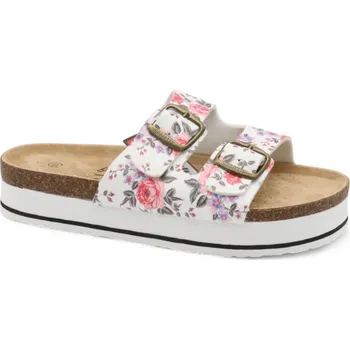 Dámské pantofle SAMLUX® Dámské korkové pantofle na platformě 8007 white Barva: White, Velikost: 40