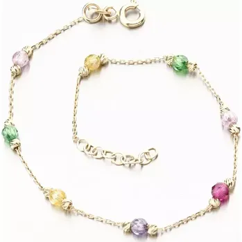 Náramek Dámský náramek žluté zlato 585 zirkon barevnými PKL24-041 délka 19 cm