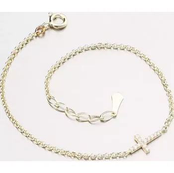 Náramek Dámský náramek žluté zlato 585 zirkon křížkem DZF5832-ZL-ZIR délka 17 cm