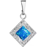 Stříbrný přívěsek se syntetickým opálem a krystaly Preciosa modrý kosočtverec 34260.1 blue