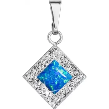 Oblečení a móda Stříbrný přívěsek se syntetickým opálem a krystaly Preciosa modrý kosočtverec 34260.1 blue