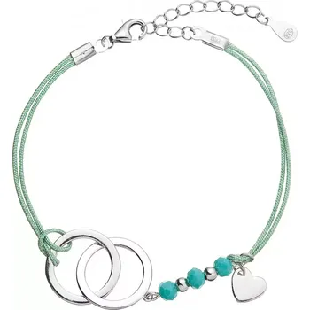 Náramek Kabbalah náramek spojené kroužky a stříbrné srdíčko 13051.3 turquoise