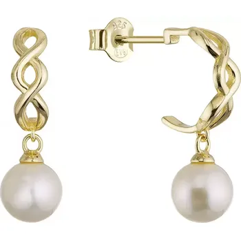 Oblečení a móda Pozlacené náušnice kruhy se zavěšenou říční perlou 21125.1
