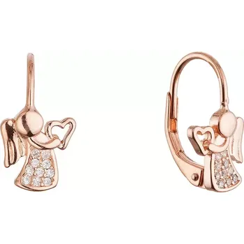 Náušnice Evolution Group Pozlacené stříbrné náušnice andělé se srdíčky 11721.1 rose gold