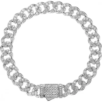 Oblečení a móda Stříbrný kubánský náramek TESS 13M00005 moissanite délka 17 cm