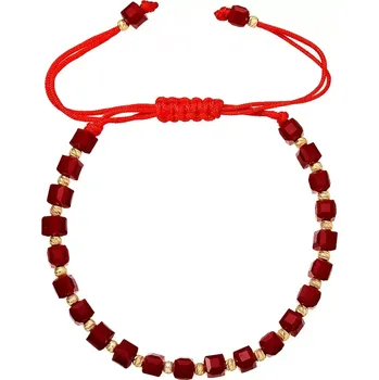 Oblečení a móda Stříbrný pozlacený náramek s červenými skleněnými korálky 13075.3 AU