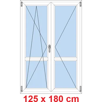 Okno Soft Dvoukřídlé balkonové dveře s příčkou 125x180 cm, otevíravé a sklopné