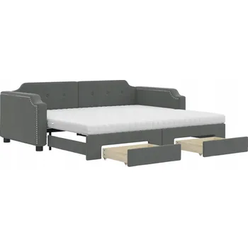 Zahradní lehátko Rozkládací lenoška 2 v 1 tmavě šedá se zásuvkami, 213 x 100 x 66,5 cm