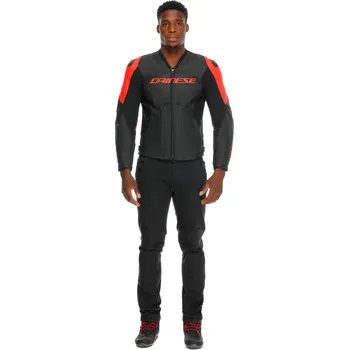 Moto oblečení DAINESE RACING 5 PERF LEATHER JACKET # BLACK/BLACK/RED-FLUO - 46