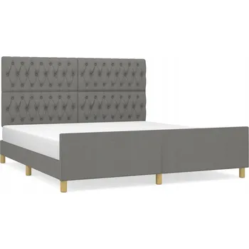 Postel Rám postele s čelem, tmavě šedá, 203 x 186 x 118/128 cm