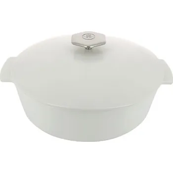 Hrnec TOMGAST Hrnec nízký Revolution 3,6 l, bílá barva pokličky