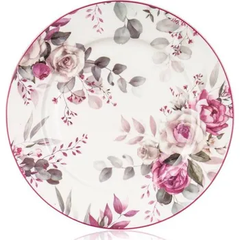 Talíř DEZERTNÍ TALÍŘ s květinami a růží 19 Cm na dort dezerty banquet jídelna