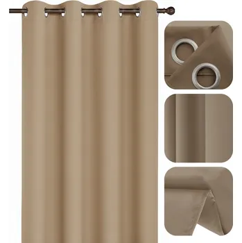 Obraz HOTOVÝ ZÁVĚS HLADKÝ 145x230 S KOLEČKY ZÁVĚSY MATNÝ BÉŽOVÝ