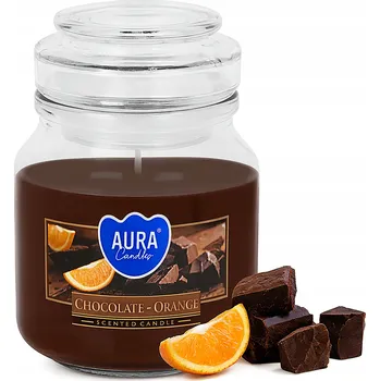 Svíčka Vánoční vonná svíčka čokoláda pomeranč ve skle S VÍČKEM