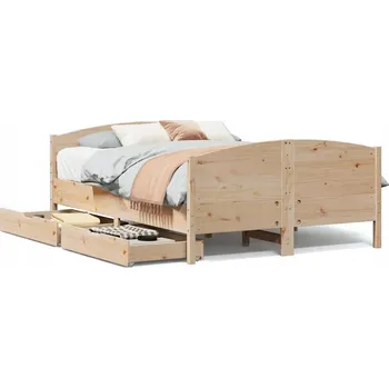 Postel Rám postele borovicový s čelem, 205,5 x 125,5 x 74,5 cm, neošetřený