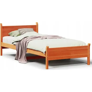 Postel Rám postele borovicový s čelem, voskovaná hnědá 199 x 80 x 72 cm