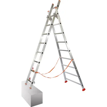 Žebřík Facal ATLANTA Dvoudílný víceúčelový hliníkový žebřík Počet příček / složená délka (m): 10+10 / 2,86