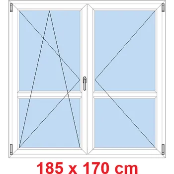 Okno Soft Dvoukřídlé balkonové dveře s příčkou 185x170 cm, otevíravé a sklopné