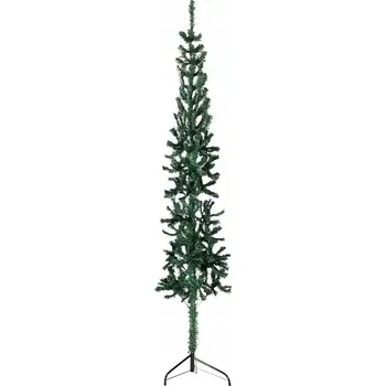 Vánoční stromek Umělá vánoční stromeček polovina 210 cm zelený z PVC, šířka 55 cm, stojan 45x45 cm