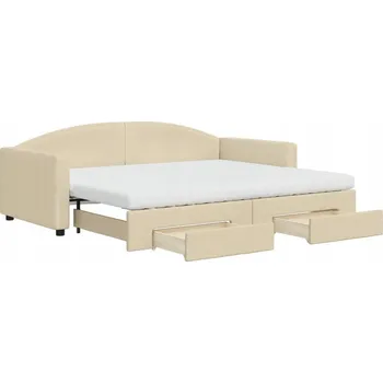 Pohovka Rozkládací pohovka 2 v 1, krémová, 223x100x75 cm, se zásuvkami