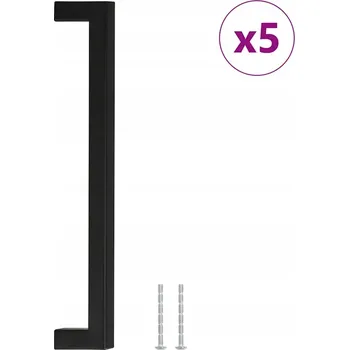 Obraz Černé nábytkové úchytky z nerezové oceli 236 x 12 x 35 mm, 5 ks
