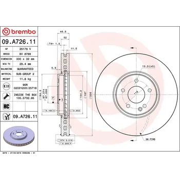 Brzdový kotouč Brzdový kotouč BREMBO 09.A726.11
