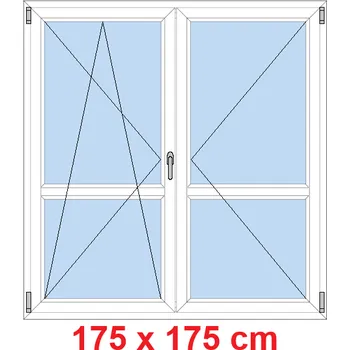 Okno Soft Dvoukřídlé balkonové dveře s příčkou 175x175 cm, otevíravé a sklopné