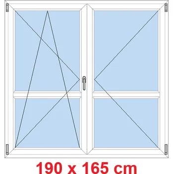 Okno Soft Dvoukřídlé balkonové dveře s příčkou 190x165 cm, otevíravé a sklopné